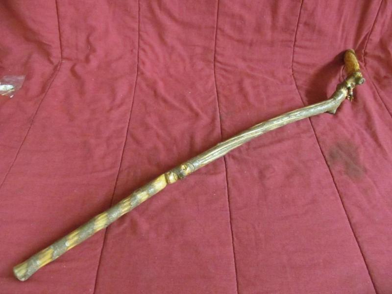 lot 177 image: Hand Carved Walking Stick with Intr...