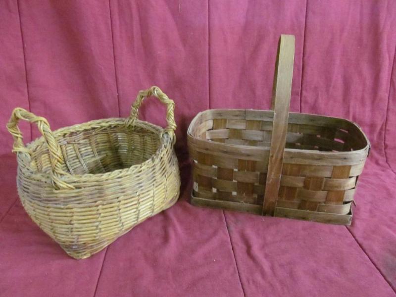 lot 195 image: Vintage Baskets -- 1 woven and 1 wi...