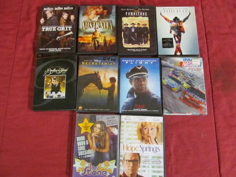 lot 203 image: 10 DVD - Hope Springs, Nascar, Secr...