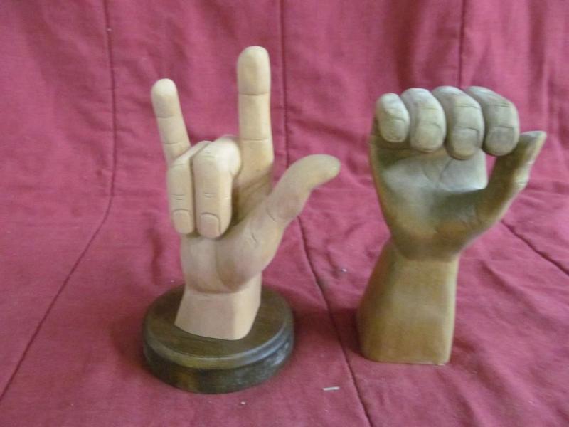 lot 245 image: 7" Tall Hand Wood Carvings, Ha...