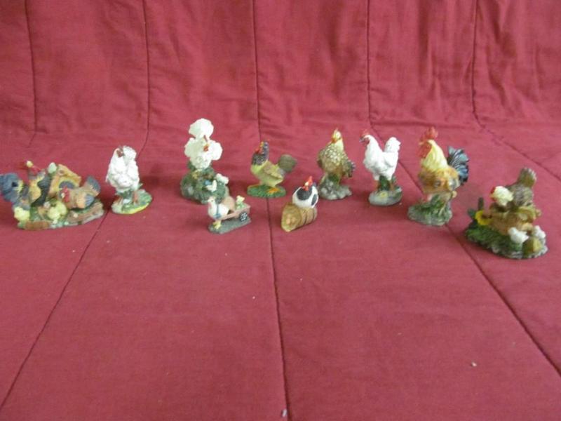 lot 97 image: Group of 10 resin chickens -- hens,...