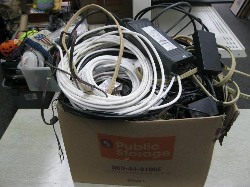 lot 175 image: Box Full Of Extension Cords Wires A...