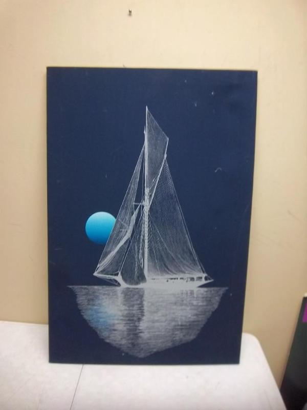 lot 43 image: Large Fabric Boat Picture...