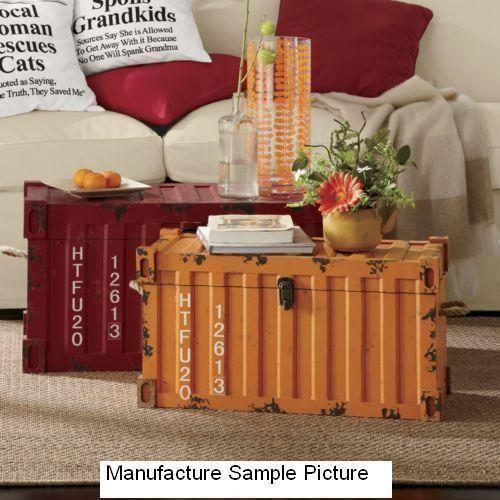 lot 13 image: NEW Red and Orange Steamer Trunks -...
