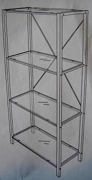 lot 55 image: Silver Metal Shelf - Has four black...