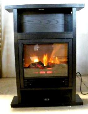 lot 87 image: NEW Black Petite Fireplace with Ele...