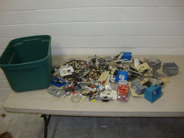 lot 128 image: Green Bin of Misc Electrical...