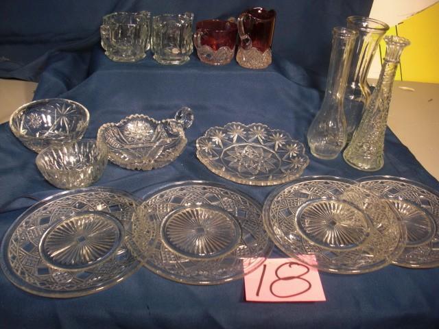 CUT GLASS dishes and plates (4 nice...