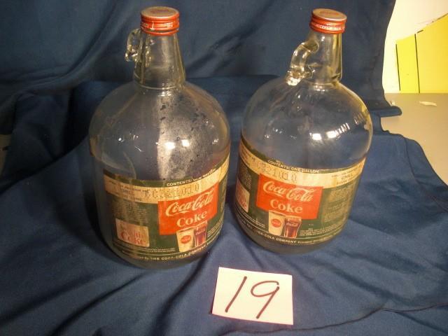 2, 1 Gallon COKE GLASS Syrup bottle...