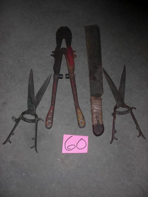 Antique Bolt Cutter, Clippers and k...