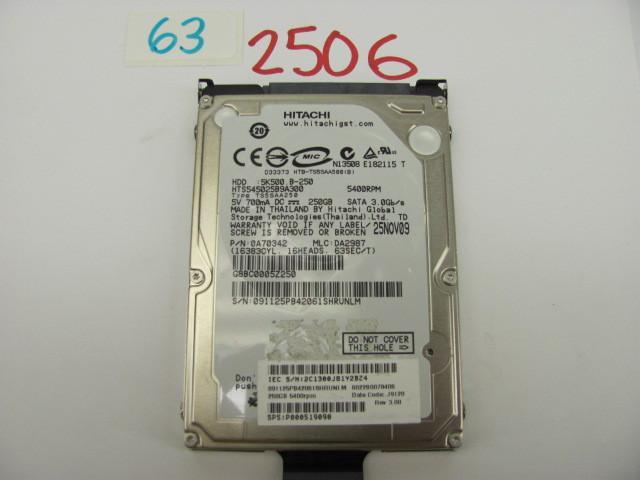 Hitachi 250G 2.5&quot SATA hard dr...