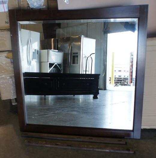 Bedroom Wood Frame Dark Brown Mirro...