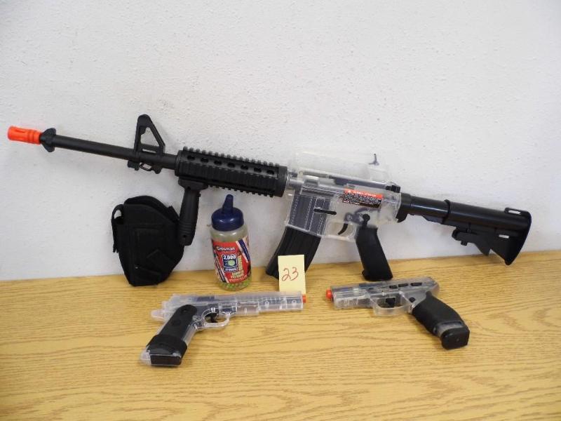 Airsoft Rifle, 2 Airsfot Pistols wi...