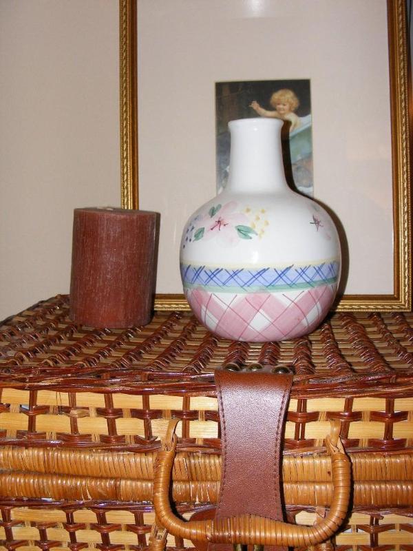Picnic Basket, Vase and Picture...