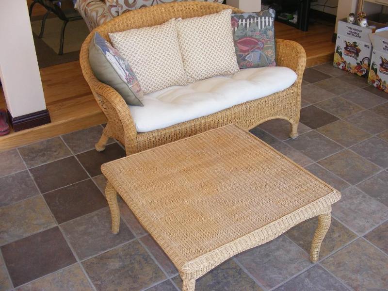 Wicker Settee and Table