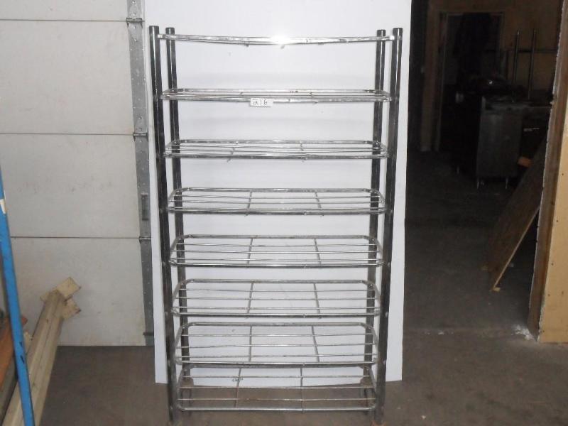 lot 21 image: metal tray cart. Wire and tubular s...