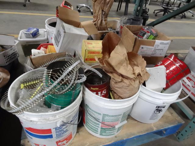 lot 140 image: Pallet of misc nails and hardware...