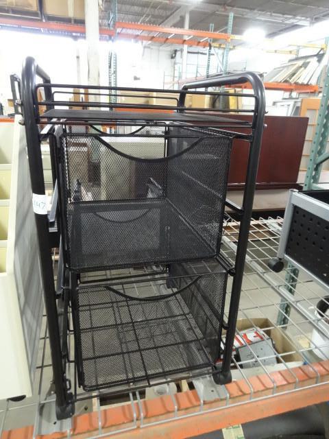 lot 147 image: Metal office cart on wheels. 2 draw...