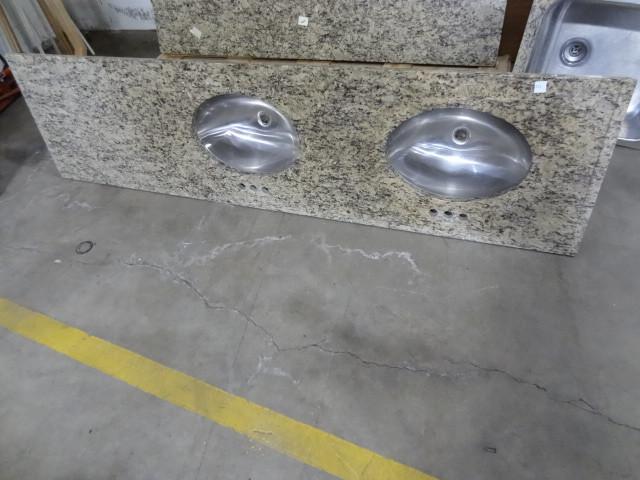 lot 231 image: 88 x 23 granite vanity. Cracked...