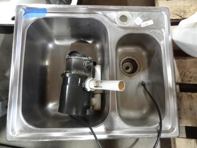 lot 45 image: 2 basin stainless sink with disposa...