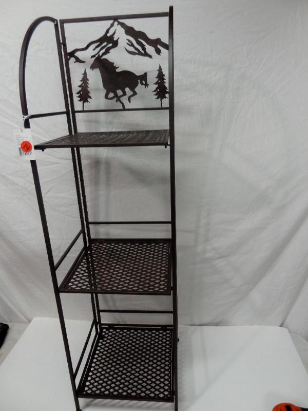 Brown metal horse 3 tier linen shel...