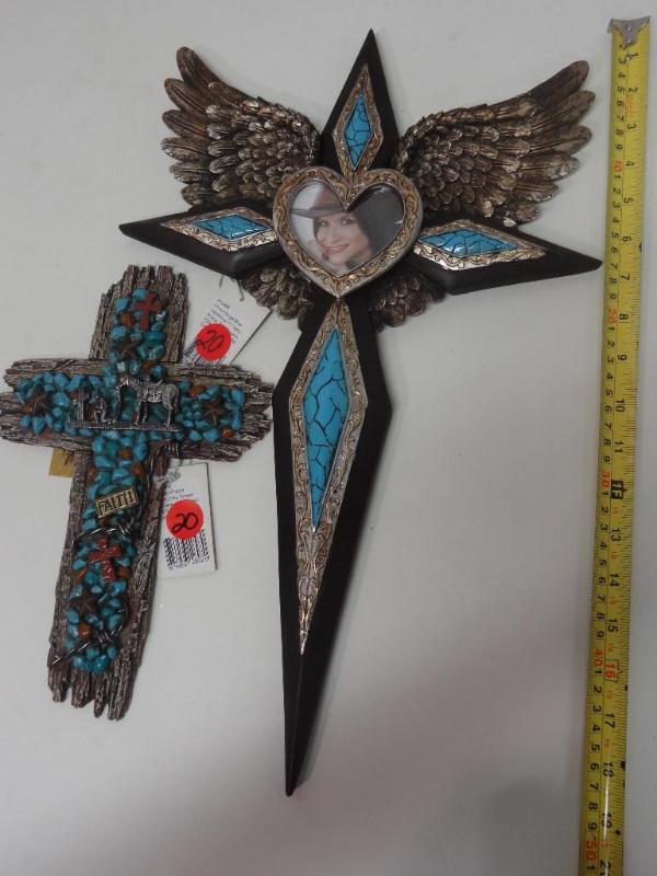 Two decorative wall crosses....