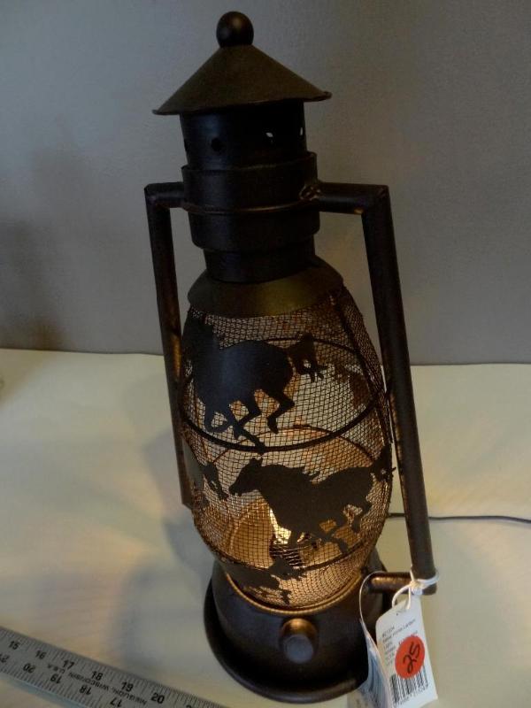Brown metal horse lantern, 16&quot...