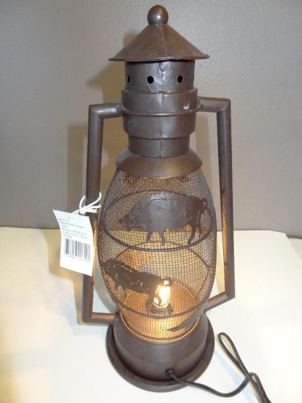 Brown metal boar lantern, 16&quot ...