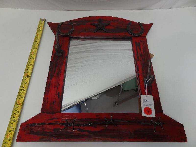 Red Wood Star &amp Horseshoe mirro...