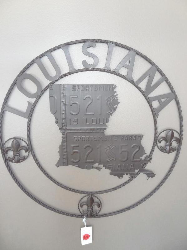 Metal Louisiana map license plate c...