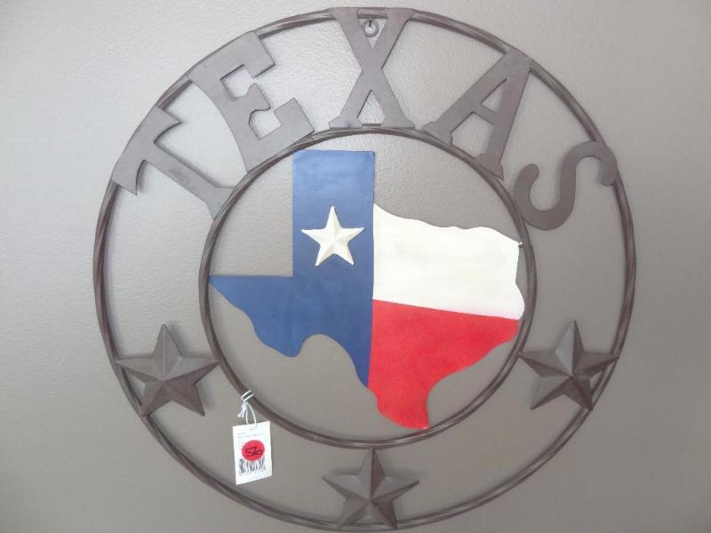 Metal Texas map circle wall hanging...