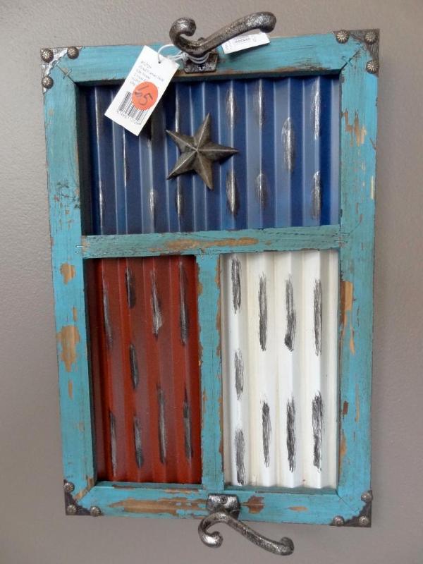Texas themed wood frame, star, hook...