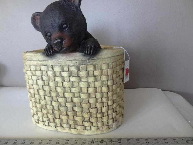 Bear cub in basket planter - 16&quo...