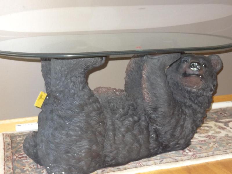 Bear coffee table with beveled plat...
