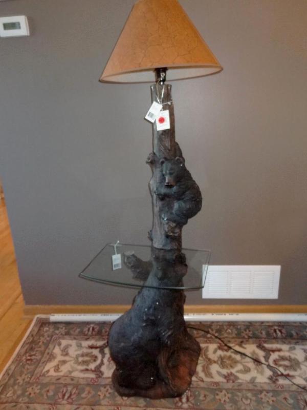 Bear floor lamp with table....