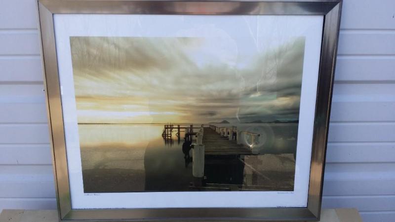 lot 10 image: FramedMatted water scene
