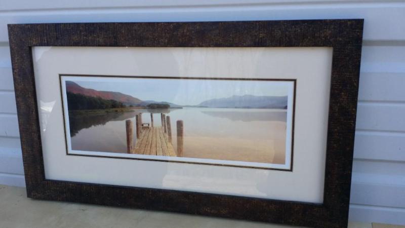 lot 7 image: FramedMatted water scene