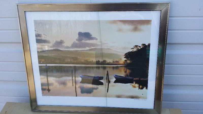 lot 8 image: FramedMatted water scene