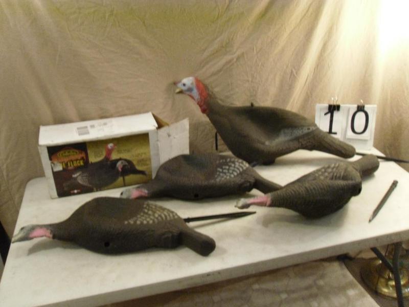 lot 10 image: 4 Rubber Hunting Turkey Decoys from Cabelas