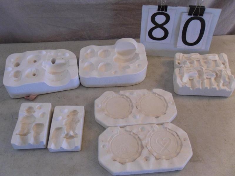 lot 80 image: Lot of 4 Assorted Ceramic Molds. Sm...