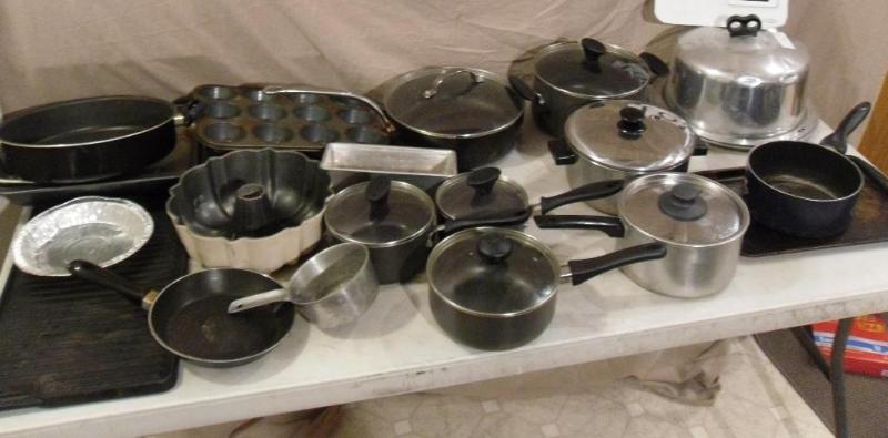 lot 97 image: Large Lot of Pots and Pans. Muffin ...