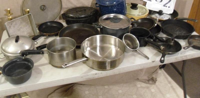 lot 99 image: Large Lot of Pots and Pans. Cast Ir...