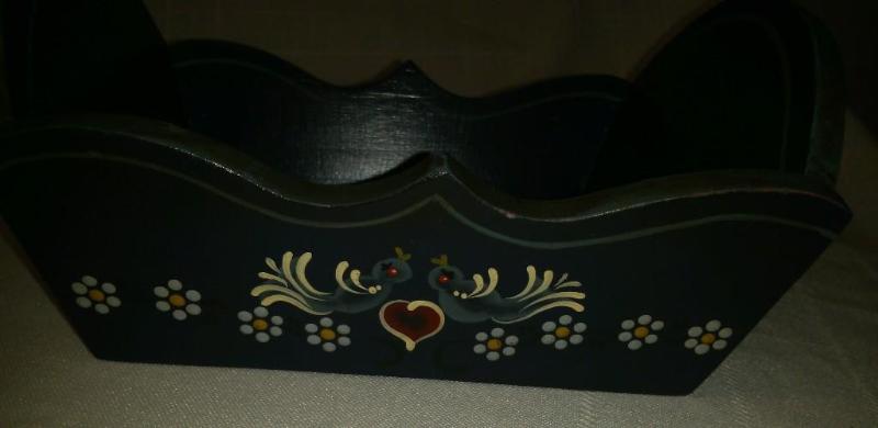 Norwegian Rosemaling Wooden Basket...