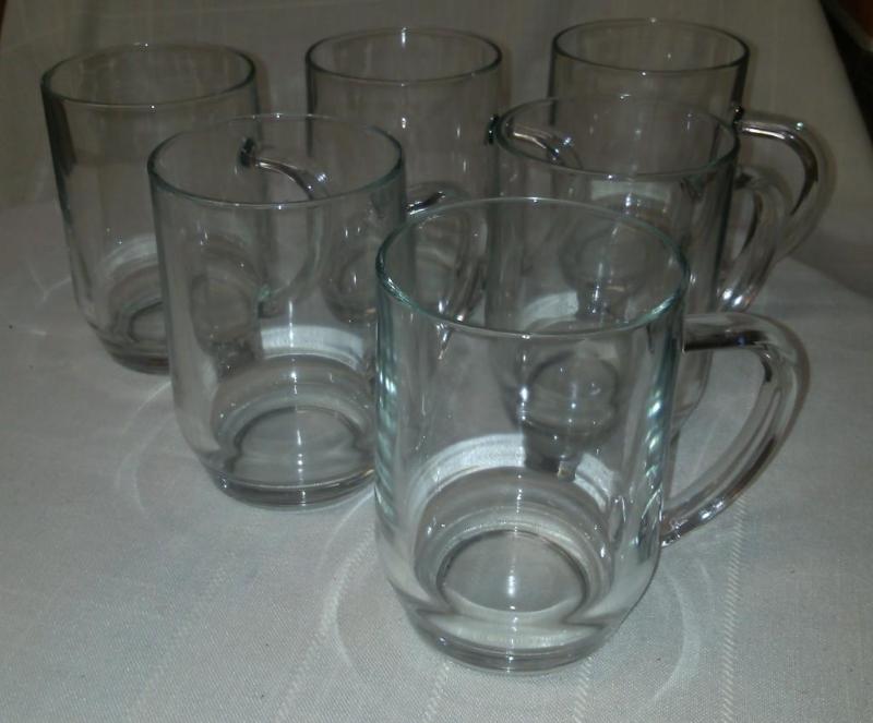6 Heavy Glass waterbeer mugs....