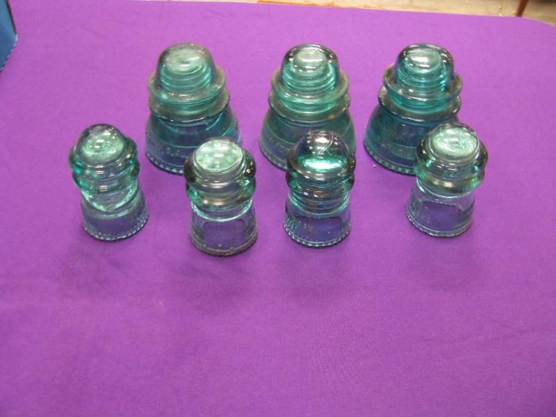 vintage insulators blue three large...