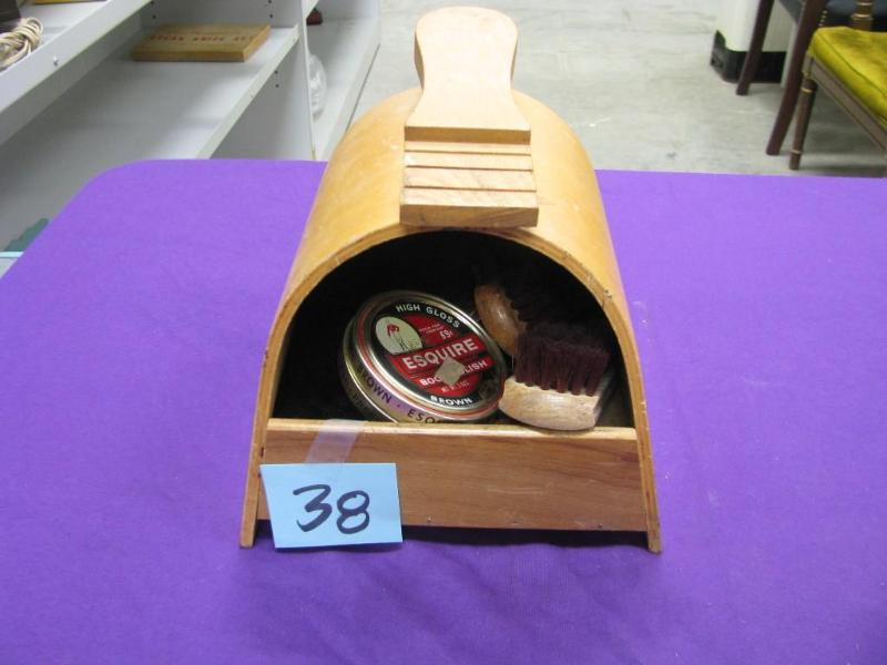 shoe shine box with contents...