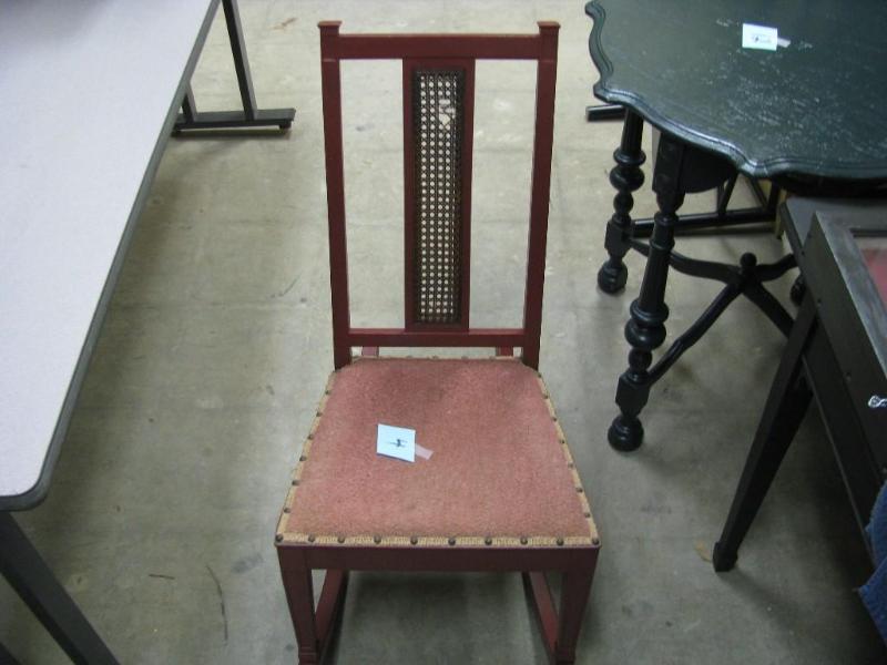 vintage red childs rocker with can...