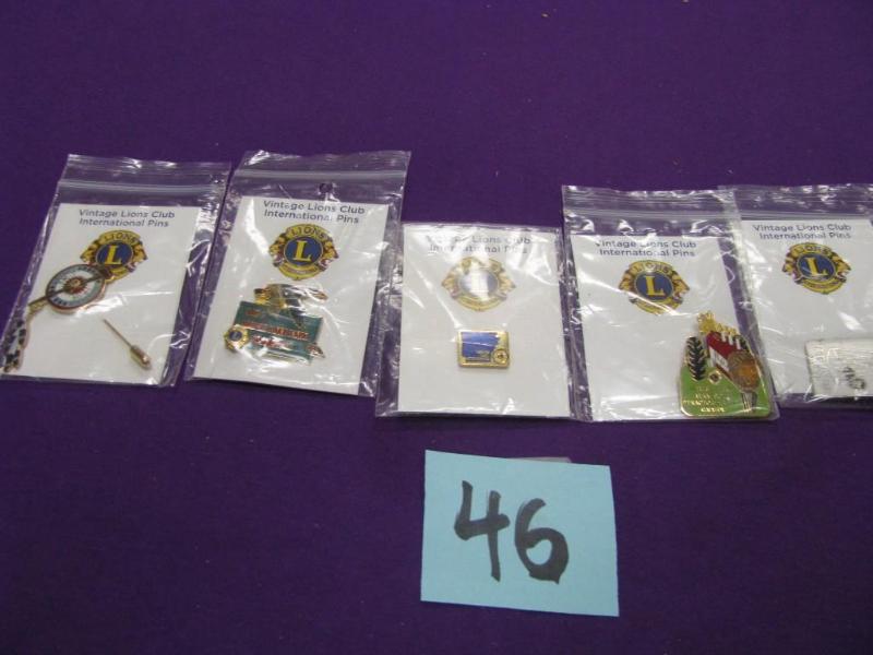 five vintage Lions club pins,...