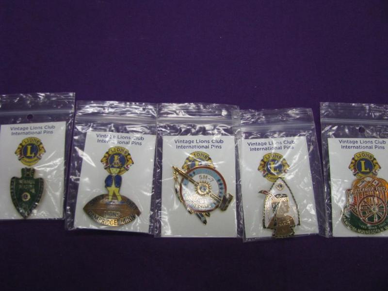 five vintage Lions club pins Atlant...