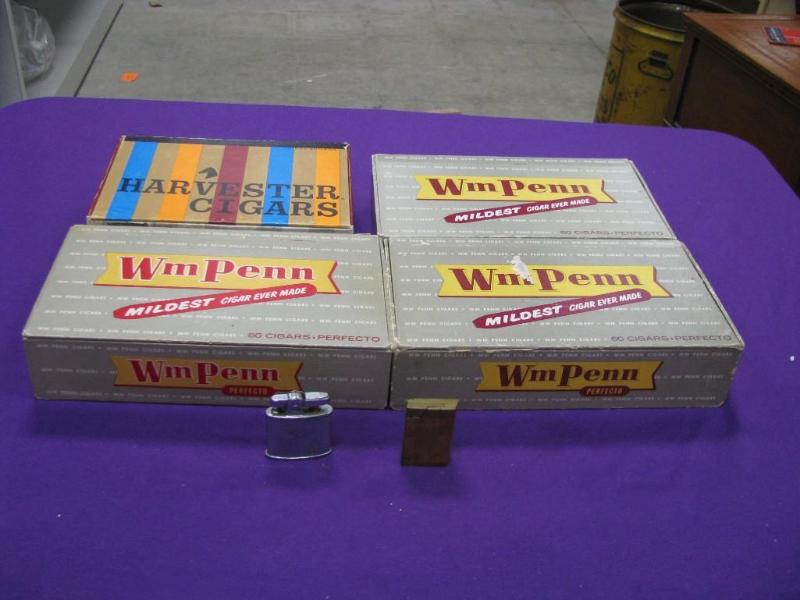 four vintage cigar boxes and two vi...